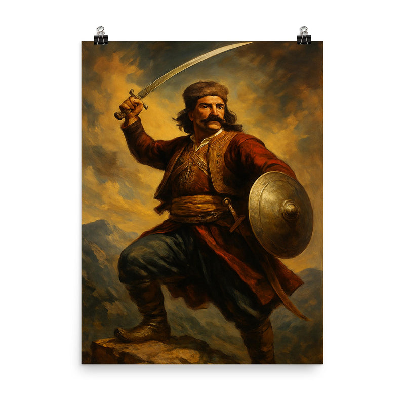 Heroic picture of Bajo Pivljanin poster on a plain backdrop in size 8