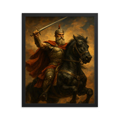 Heroic picture of Skanderbeg framed print on a plain backdrop in size 16"x20".