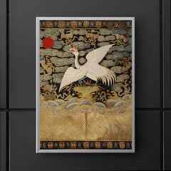 Heron bird - antique Chinese Qing dynasty embroidery poster 5