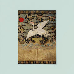 Heron bird - antique Chinese Qing dynasty embroidery poster 8
