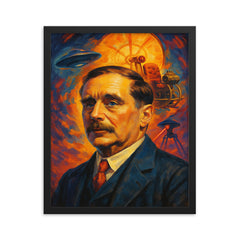 HG Wells framed print on a plain backdrop in size 16"x20".