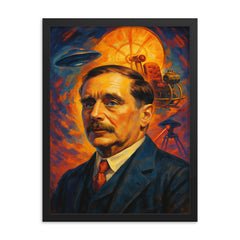 HG Wells framed print on a plain backdrop in size 18"x24".