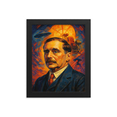 HG Wells framed print on a plain backdrop in size 8"x10".