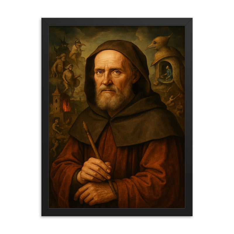 Hieronymus Bosch framed print on a plain backdrop in size 18