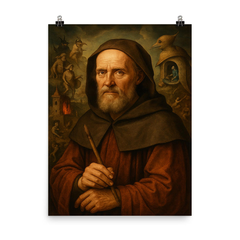 Hieronymus Bosch poster on a plain backdrop in size 8