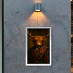 Highland cow laird in tartan and antlers poster 2