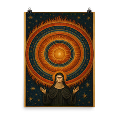 Hildegard of Bingen cosmic vision mandala poster on a plain backdrop in size 8"x10".