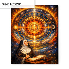 Hildegard von Bingen cosmic mandala vision metal print on a plain backdrop in size 16"x20".