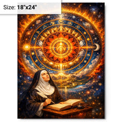 Hildegard von Bingen cosmic mandala vision metal print on a plain backdrop in size 18"x24".