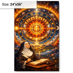 Hildegard von Bingen cosmic mandala vision metal print on a plain backdrop in size 24"x36".