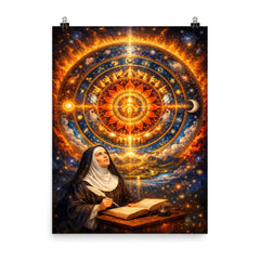 Hildegard von Bingen cosmic mandala vision poster on a plain backdrop in size 8"x10".