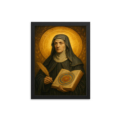Hildegard von Bingen framed print on a plain backdrop in size 12"x16".