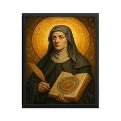 Hildegard von Bingen framed print on a plain backdrop in size 16"x20".