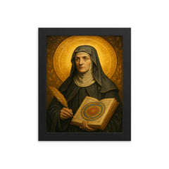 Hildegard von Bingen framed print on a plain backdrop in size 8"x10".