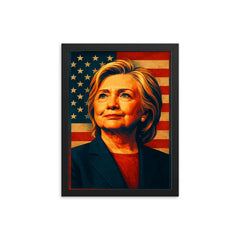 Hillary Clinton framed print on a plain backdrop in size 12"x16".