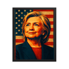 Hillary Clinton framed print on a plain backdrop in size 16"x20".