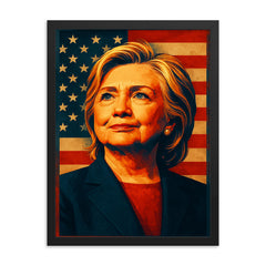Hillary Clinton framed print on a plain backdrop in size 18"x24".