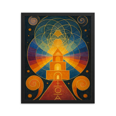 Hilma af Klint occult geometry temple framed print on a plain backdrop in size 16"x20".