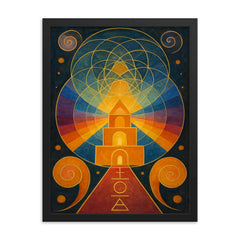Hilma af Klint occult geometry temple framed print on a plain backdrop in size 18"x24".