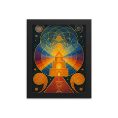 Hilma af Klint occult geometry temple framed print on a plain backdrop in size 8"x10".