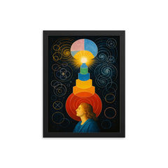Hilma af Klint temple diagrams in visionary trance framed print on a plain backdrop in size 12"x16".