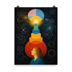 Hilma af Klint temple diagrams in visionary trance poster on a plain backdrop in size 8"x10".