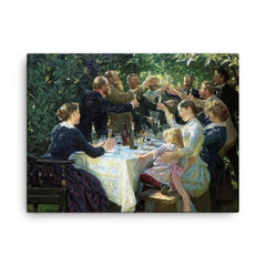 Hip, Hip, Hurrah! Artists Festival at Skagen by P.S. Krøyer, 1888 canvas print on a plain backdrop in size 18"x24".