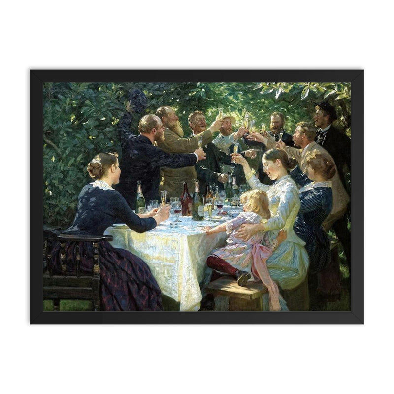 Hip, Hip, Hurrah! Artists Festival at Skagen by P.S. Krøyer, 1888 framed print on a plain backdrop in size 18