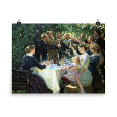 Hip, Hip, Hurrah! Artists Festival at Skagen by P.S. Krøyer, 1888 poster on a plain backdrop in size 8"x10".