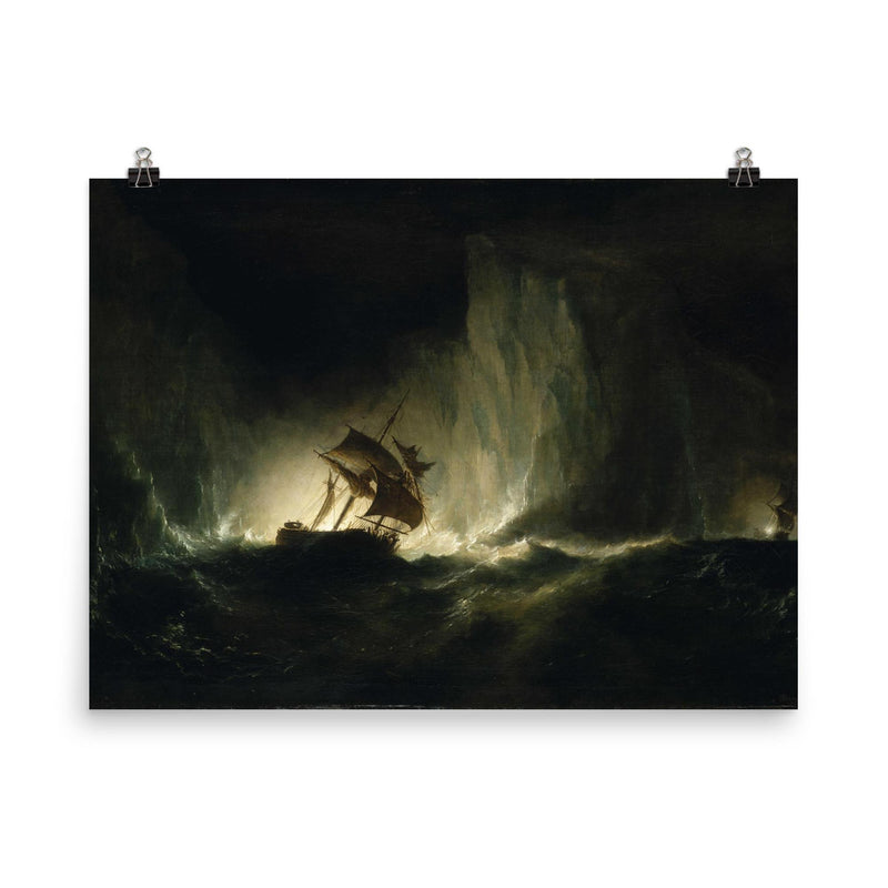 HMS 'Erebus' Passing Through the Chain of Bergs by Richard Brydges Beechey, 1842 poster on a plain backdrop in size 8