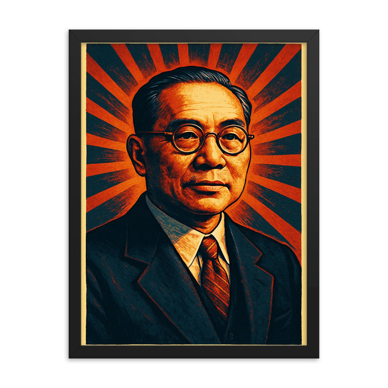 Ho Feng Shan framed print on a plain backdrop in size 18