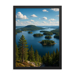 Hoga Kusten Archipelago Sweden framed print on a plain backdrop in size 18"x24".
