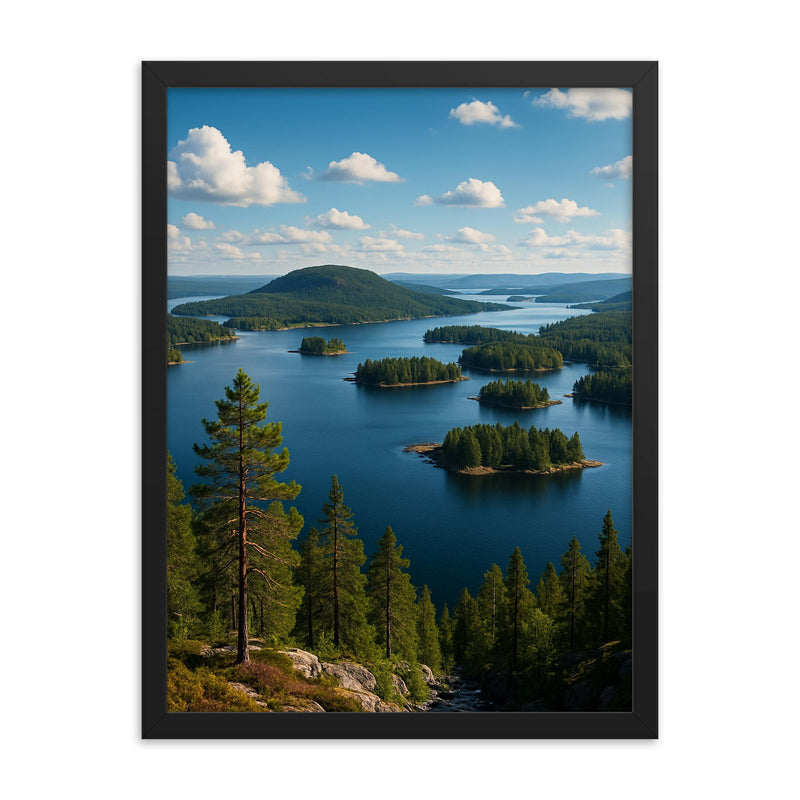 Hoga Kusten Archipelago Sweden framed print on a plain backdrop in size 18
