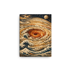 Hokusai style Great Red Spot on Jupiter canvas print on a plain backdrop in size 12"x16".