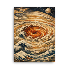 Hokusai style Great Red Spot on Jupiter canvas print on a plain backdrop in size 18"x24".