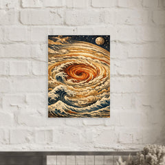 Hokusai style Great Red Spot on Jupiter metal print mockup