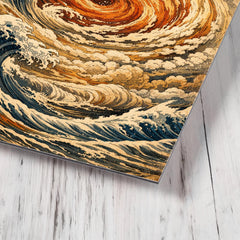 Hokusai style Great Red Spot on Jupiter metal print mockup