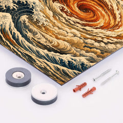 Hokusai style Great Red Spot on Jupiter metal print mockup