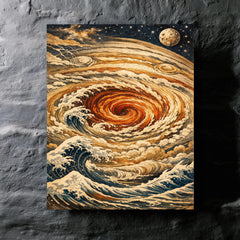 Hokusai style Great Red Spot on Jupiter metal print mockup
