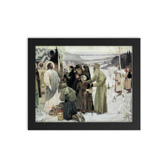 Holy Rus by Mikhail Nesterov, 1906 framed print on a plain backdrop in size 8"x10".