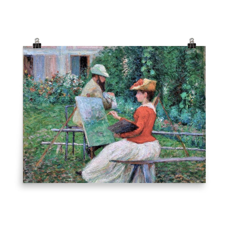 Home of Monet by John Leslie Breck poster on a plain backdrop in size 8