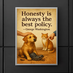 Honesty best policy George Washington dog forgiven for chewing shoes poster 5
