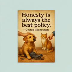 Honesty best policy George Washington dog forgiven for chewing shoes poster 8