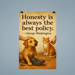 Honesty best policy George Washington dog forgiven for chewing shoes poster 9