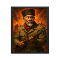 Hong Beom do guerrilla portrait framed print on a plain backdrop in size 16"x20".
