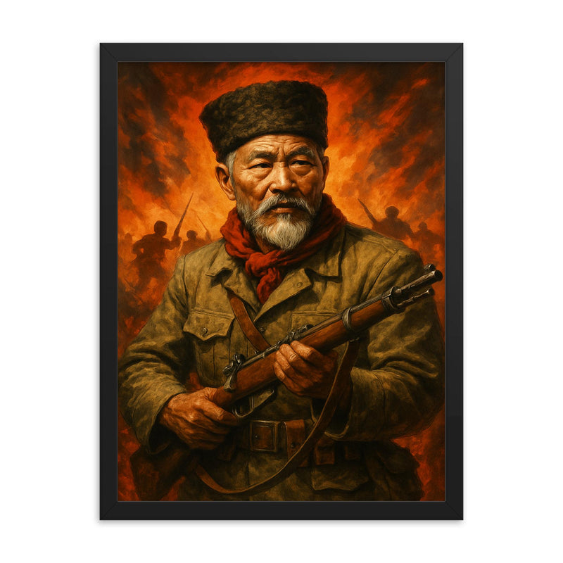 Hong Beom do guerrilla portrait framed print on a plain backdrop in size 18