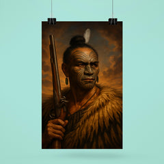 Hongi Hika with moko and musket poster 6