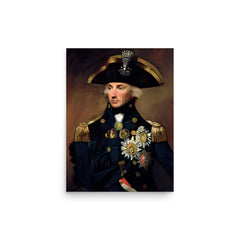 Horatio Nelson poster on a plain backdrop in size 12"x16".