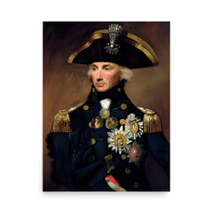 Horatio Nelson poster on a plain backdrop in size 18"x24".