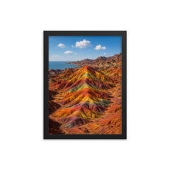 Hormuz Island Rainbow Hills Iran framed print on a plain backdrop in size 12"x16".
